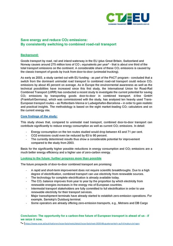 CT4EU One pager: save energy and reduce CO2 emissions